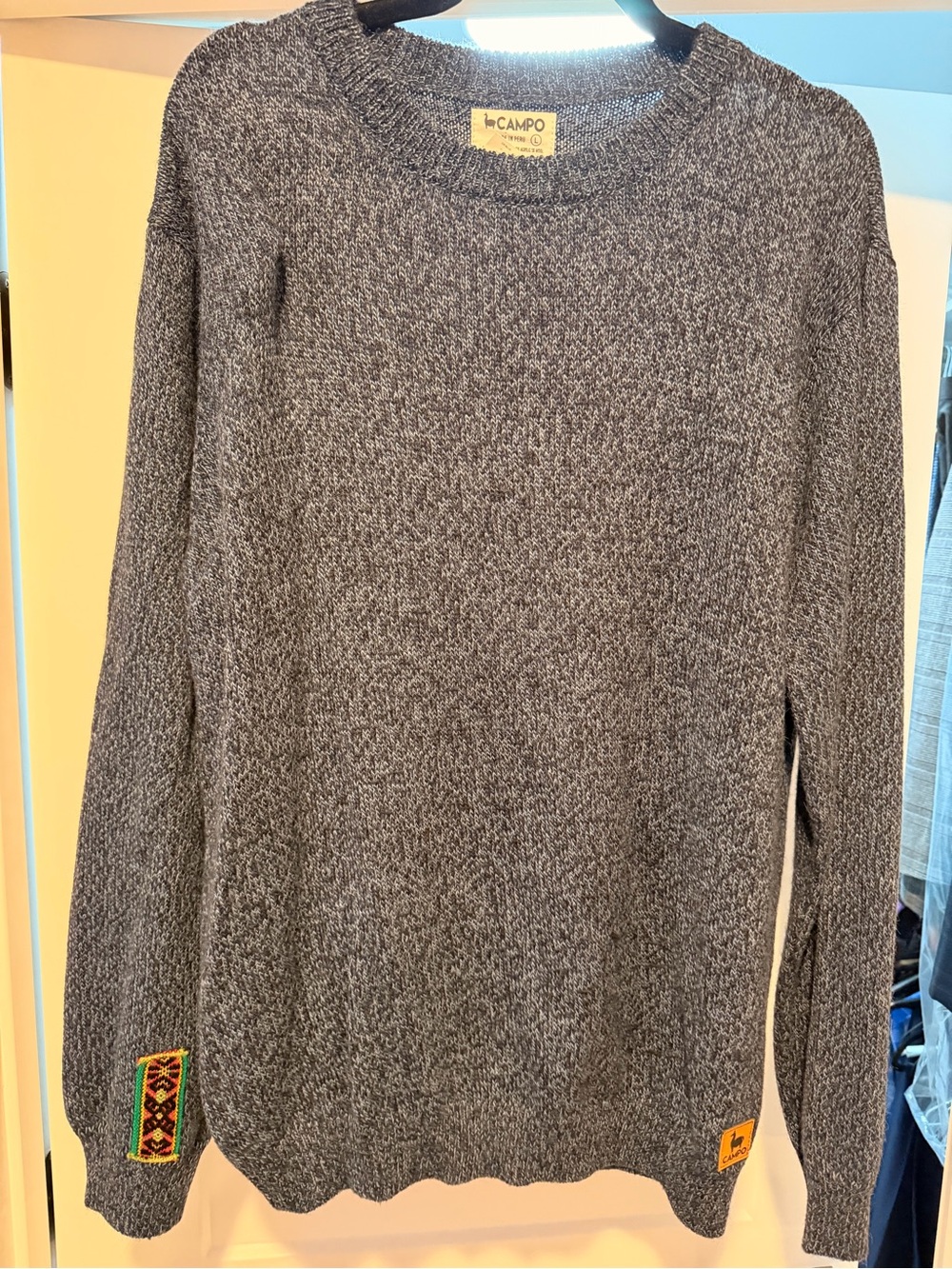 Campo Alpaca Blend Sweater Gray Marled Crewneck Size Large NWT (Mens)